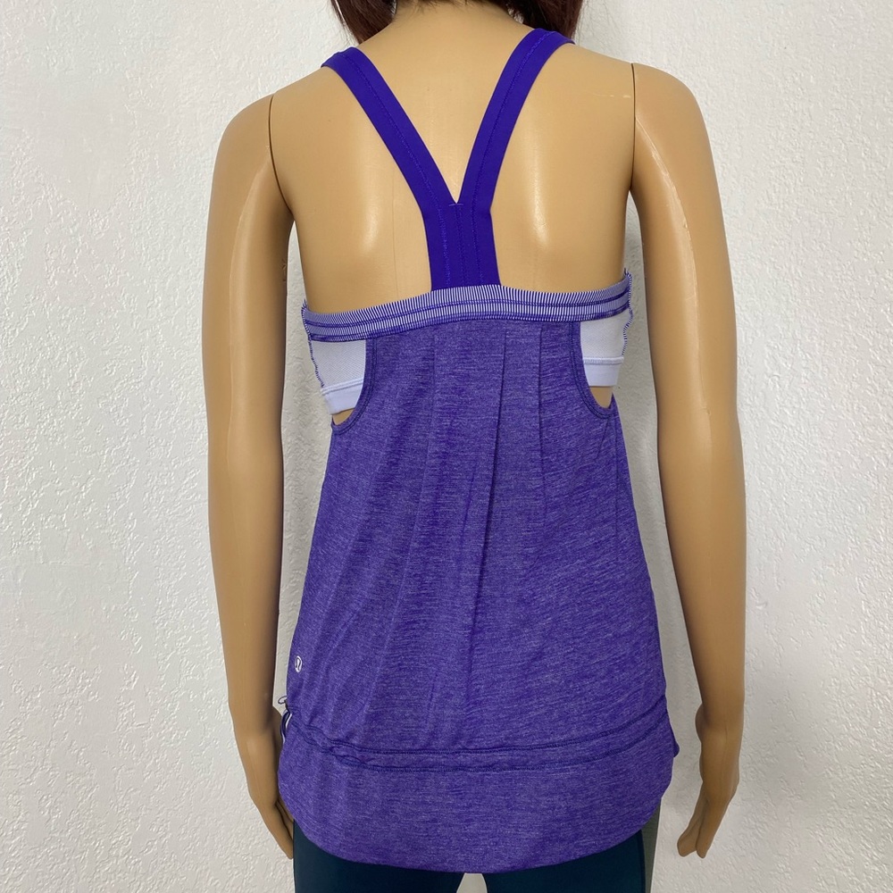 Lululemon Rest Less Tank Top Built In Bra Light Purple Stripe Women’s Size 6 EUC - Picture 4 of 9